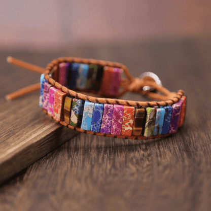 trendy bohemian woven stone bracelet for men