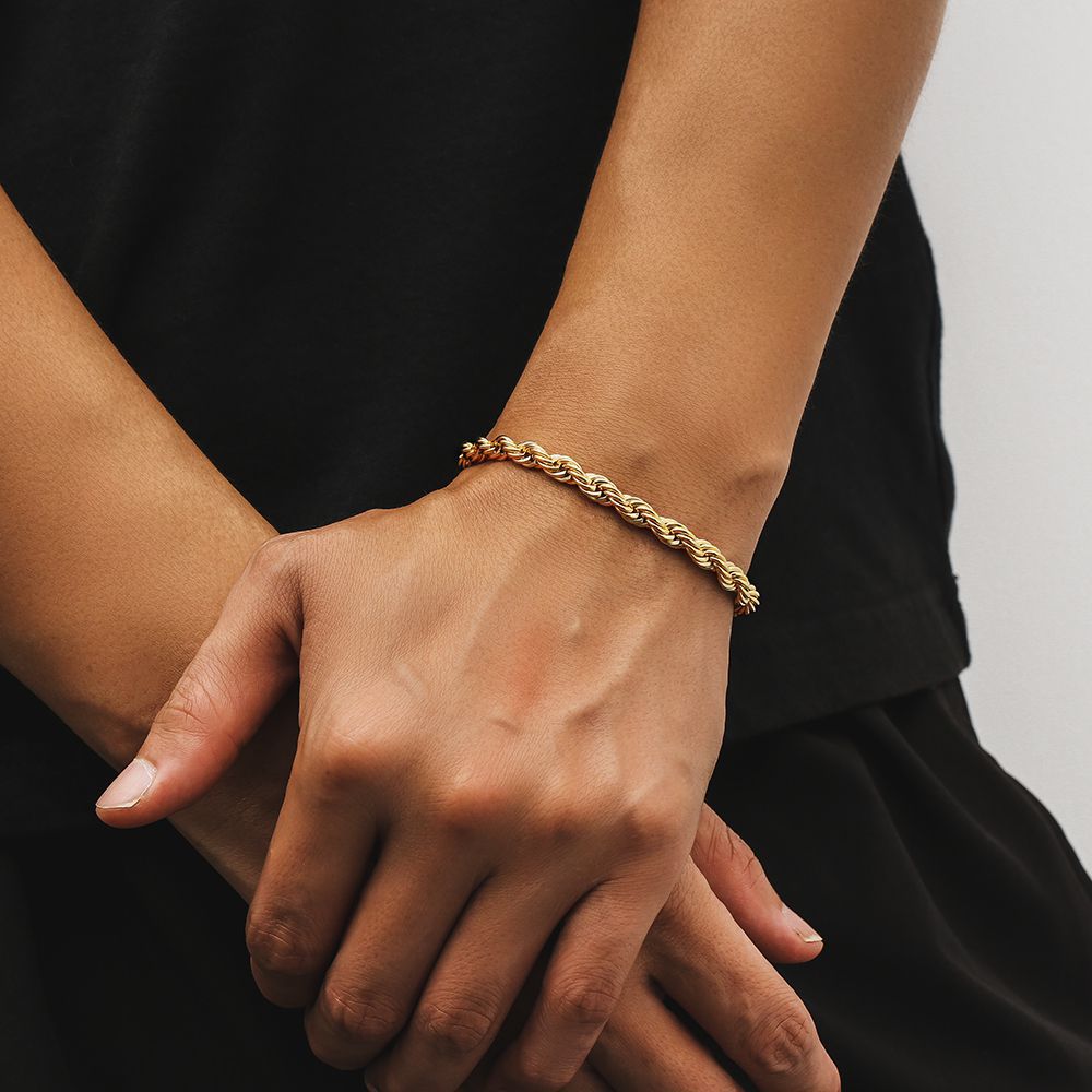 Titanium Steel Bracelet for Men | Gold-Plated