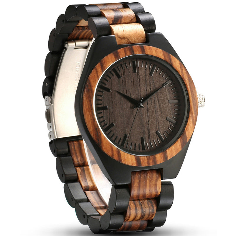 Men's Analog Quartz Watch, Wooden Strap Watch, Eco-Friendly Timepiece, Men's Fashion Accessory, Round Dial Watch