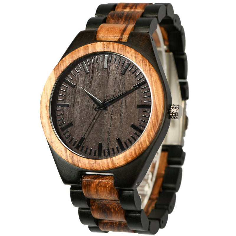 Men's Analog Quartz Watch, Wooden Strap Watch, Eco-Friendly Timepiece, Men's Fashion Accessory, Round Dial Watch