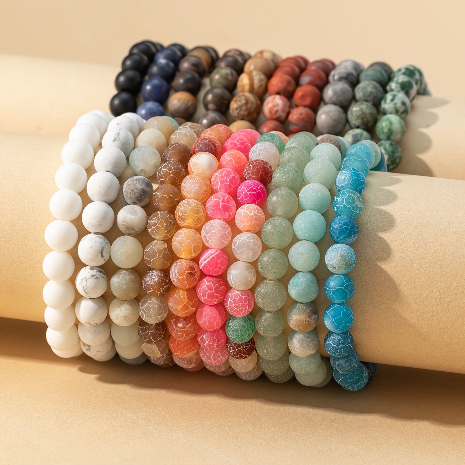 8mm natural stone matte beaded bracelet