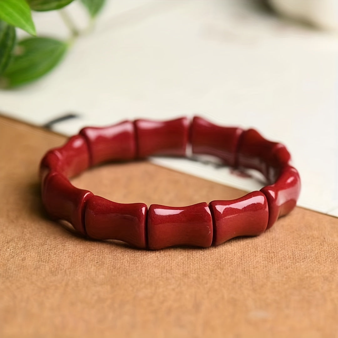 Cinnabar Bamboo Bracelet for Men | Red