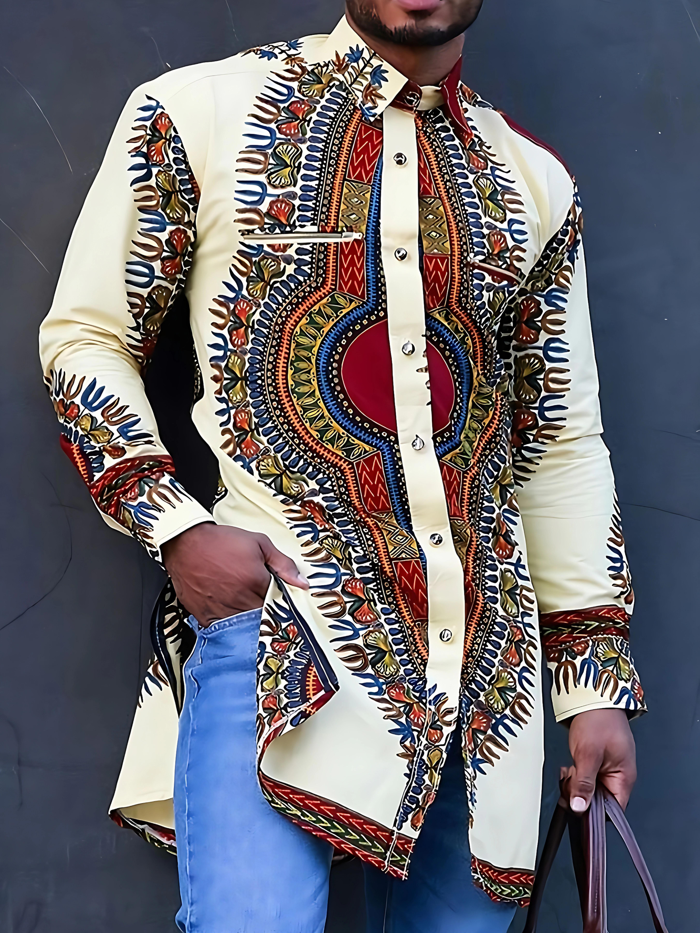African Men Kaftan Shirt | Custom Sizing | Beige