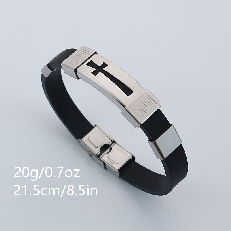 Cross Shaped Titanium Steel Boys Bracelet