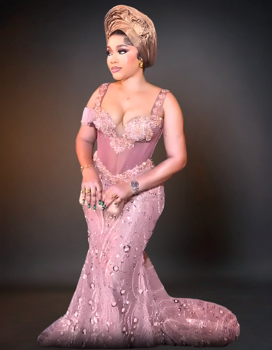 Luxury Traditional Wedding Party Dress | Nude Aso Ebi