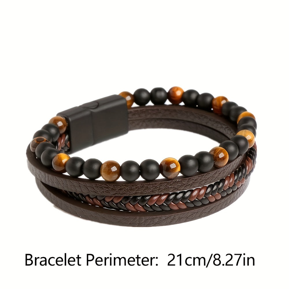 Fashion Layered Braided Leather Bracelet