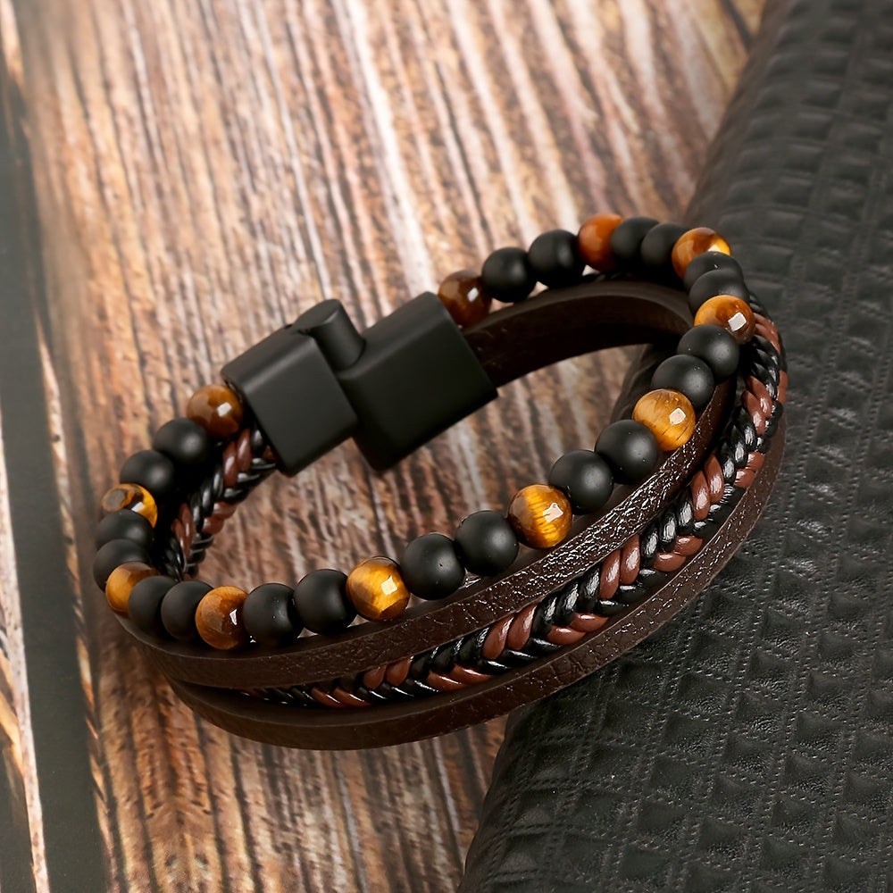 Fashion Layered Handmade Braided Leather Bracelet for Men | Vibrant Colors