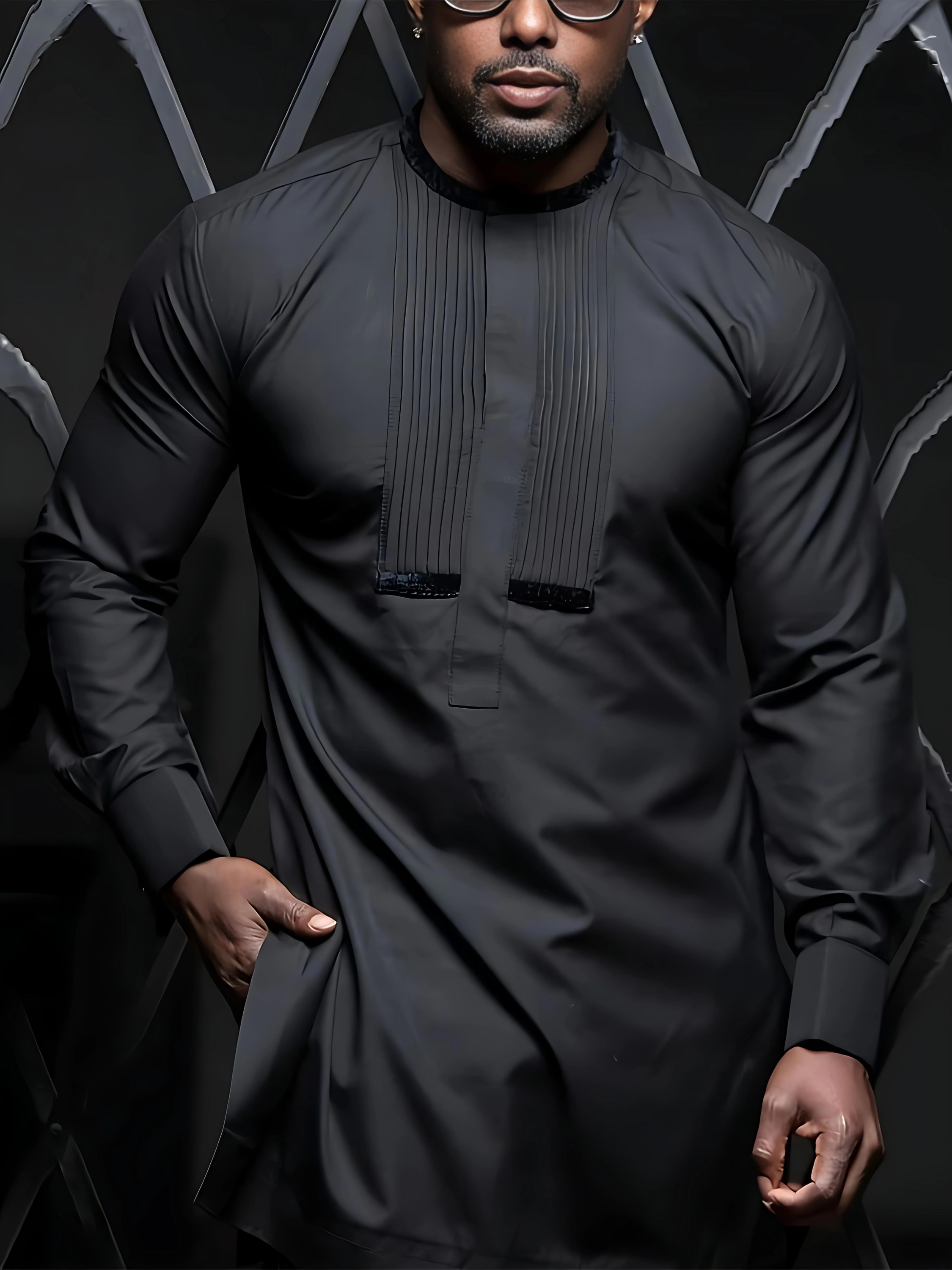 African Mens Senator Wear Kaftan | Black Style