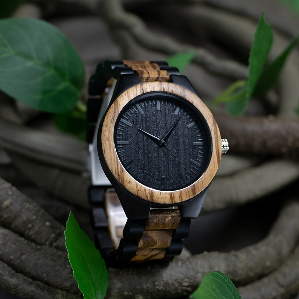Solid Wood Ebony Watch for Men | Black