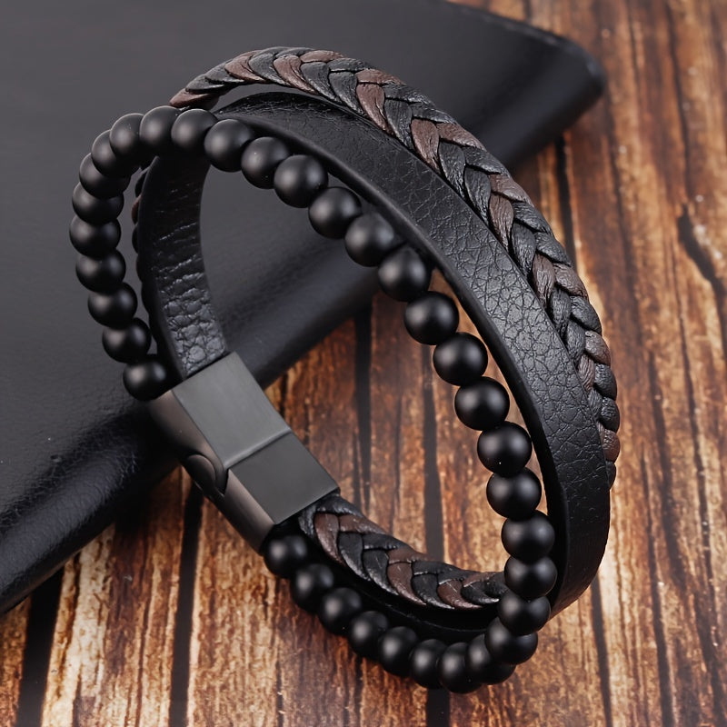 Sleek PU Leather Bracelet for Men | Black