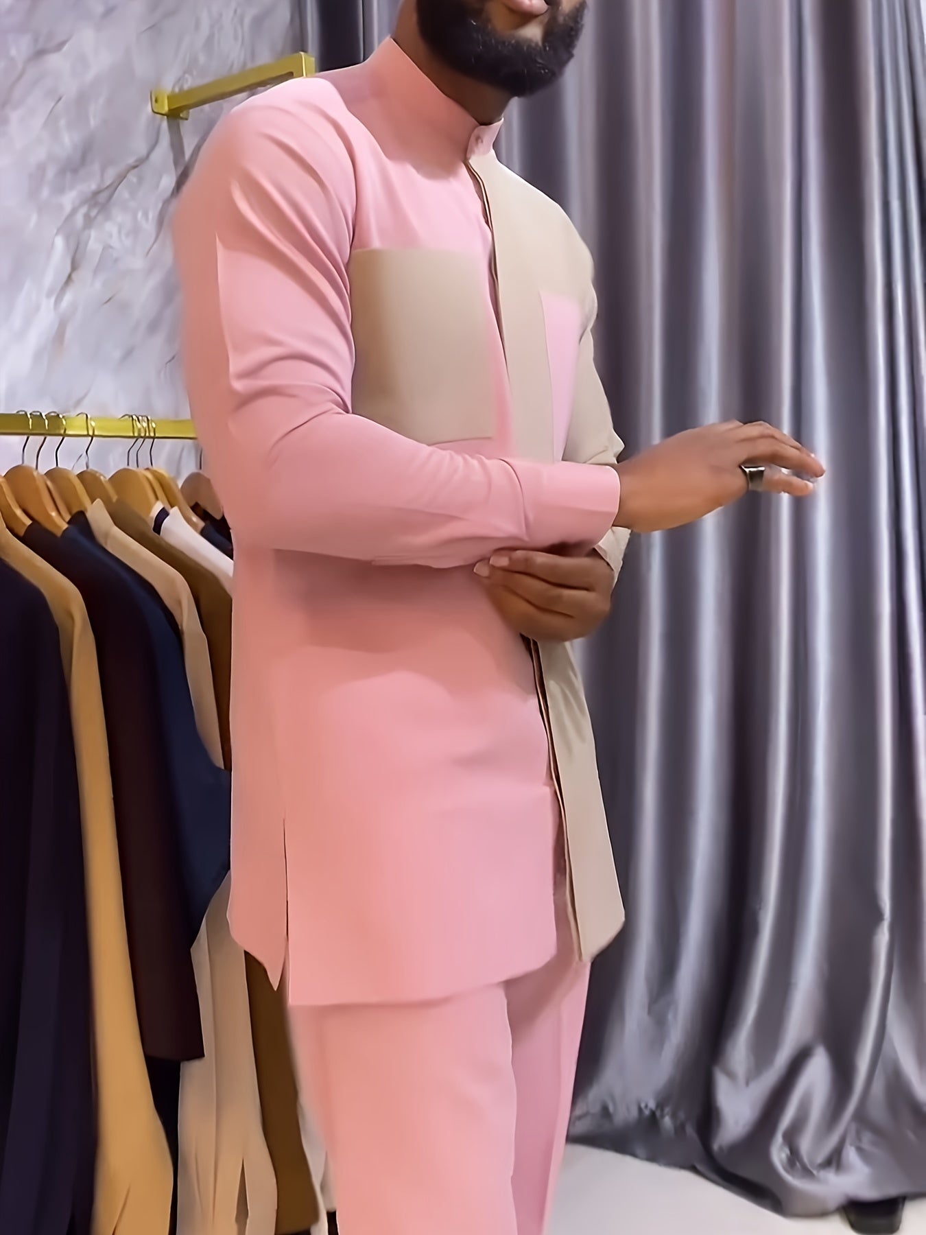 African Mens Senator Wear Kaftan | Pink