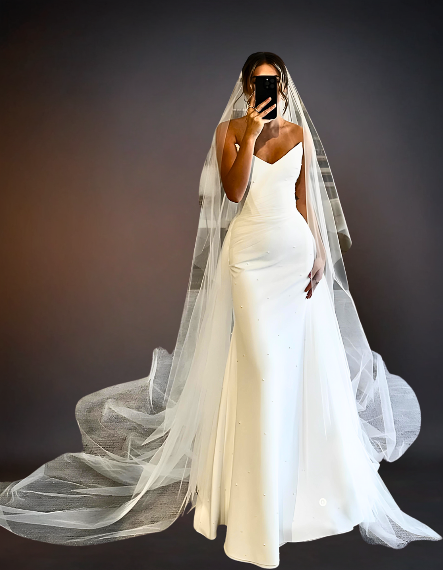 Chic Satin Wedding Dress | Simple Sweep Train