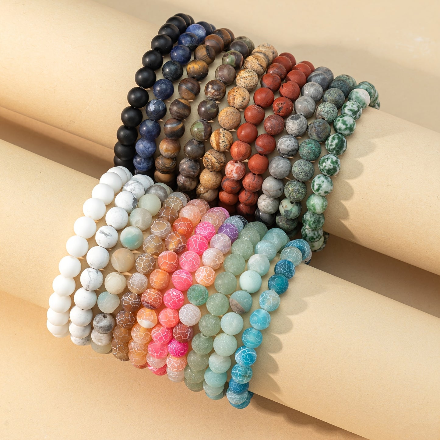 8mm natural stone matte beaded bracelet