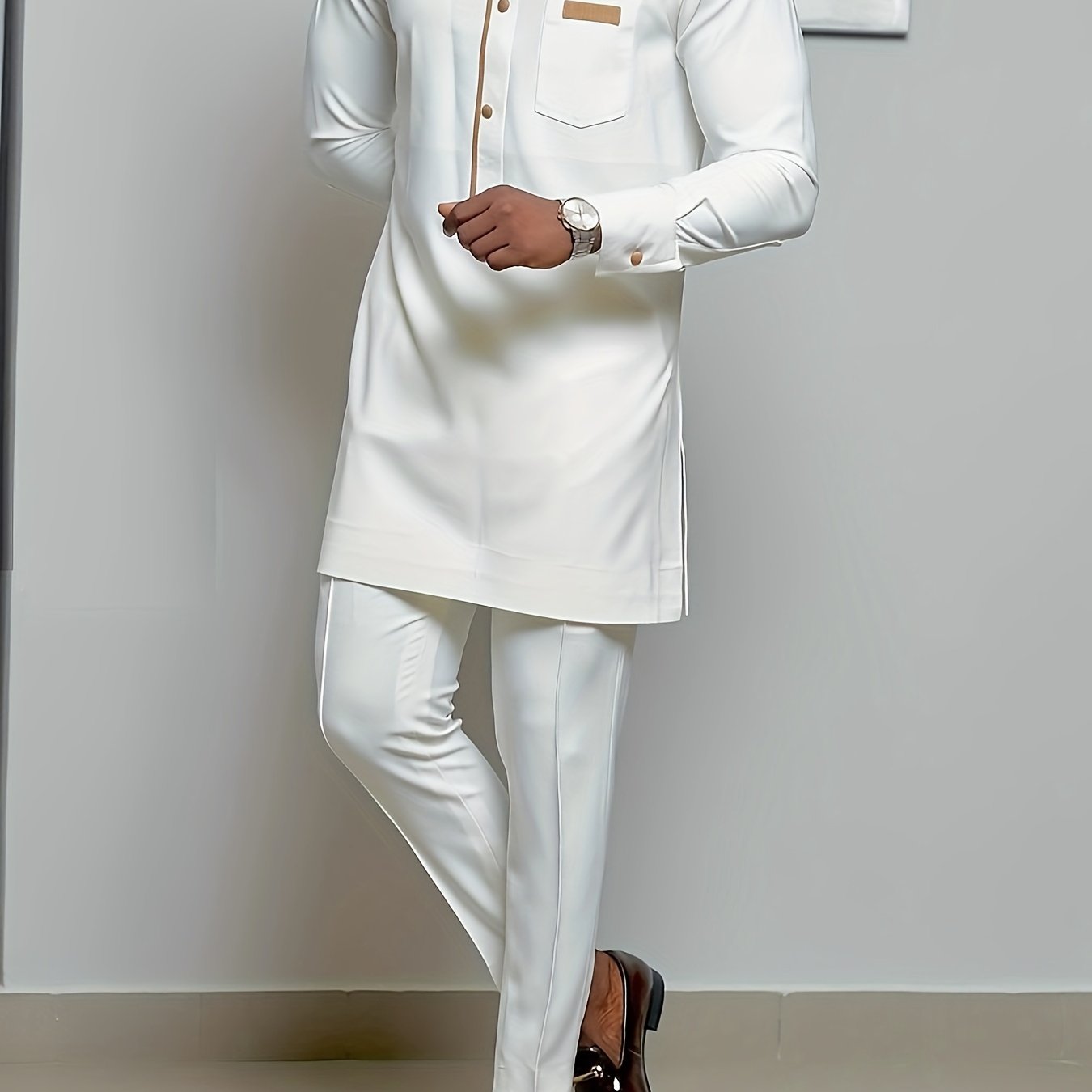 African Mens Senator Wear Kaftan | Vibrant White