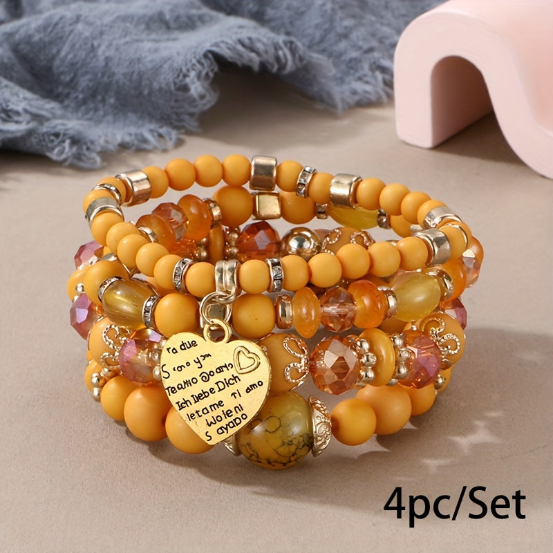 vintage peach heart pendant bracelet