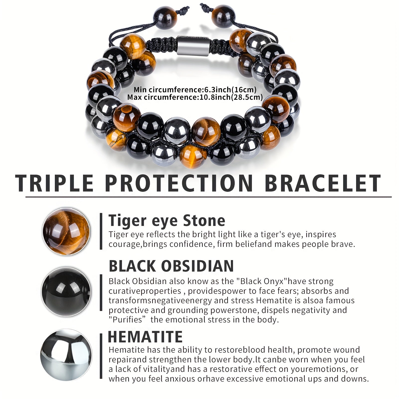 Hematite Bead Bracelet for Men