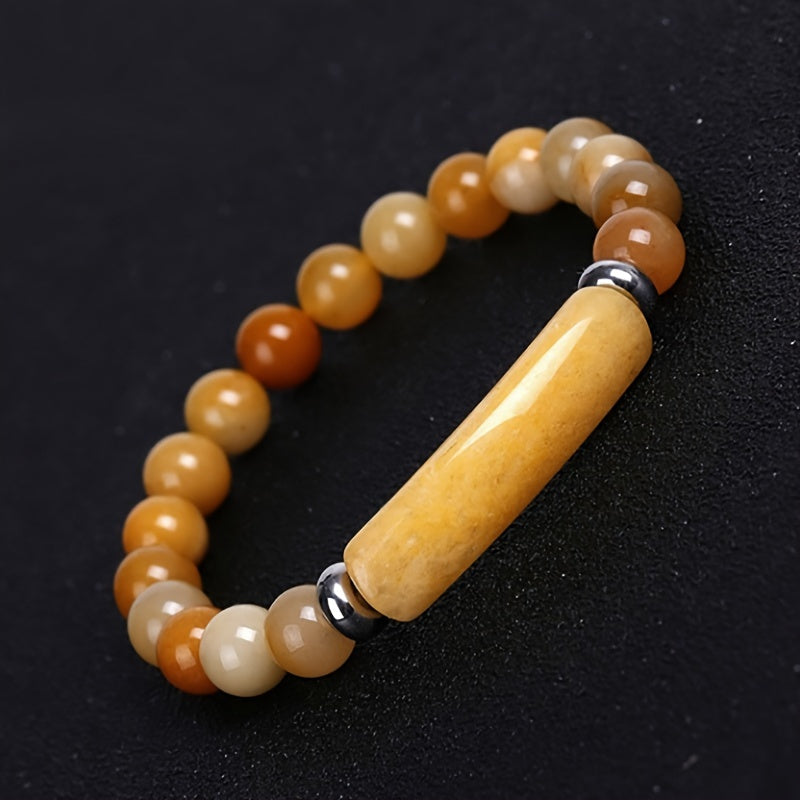 Natural Tiger Stone and Crystal Rough Beads for Men | Brown