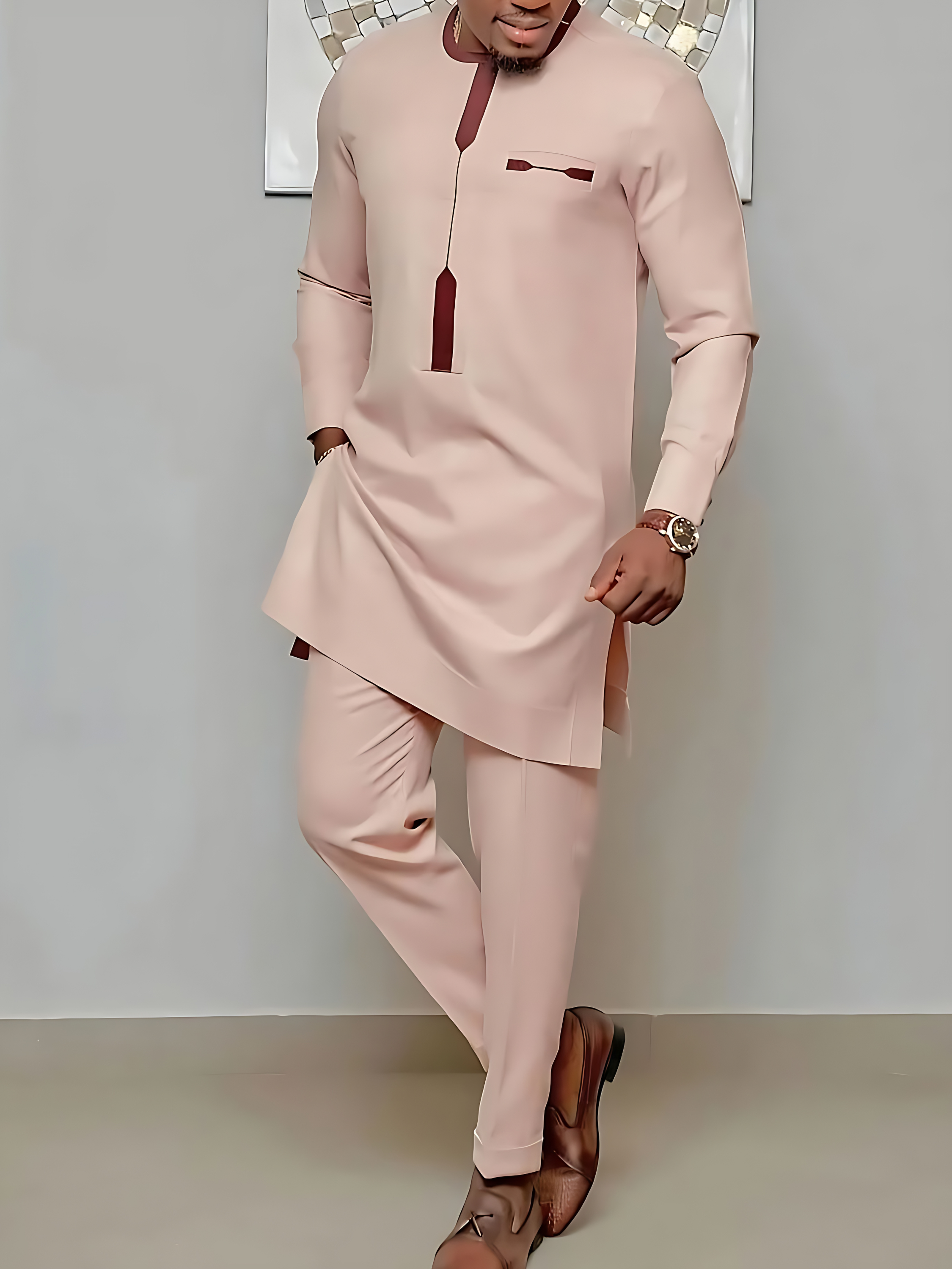 African Mens Senator Wear Kaftan | Vibrant Pink