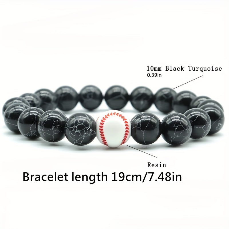 Handmade Basketball Beaded Men's Sports Bracelet for Men | Black & White