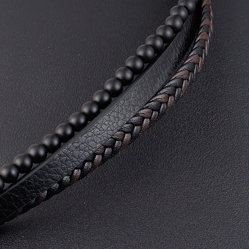 Sleek PU Leather Bracelet for Men | Black