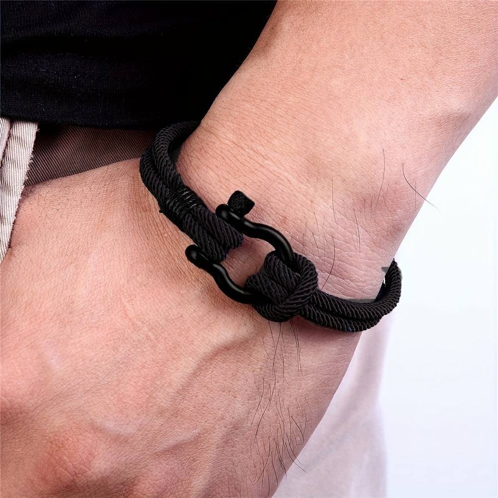 Modern Braided Faux Leather Bracelet for Men | Black