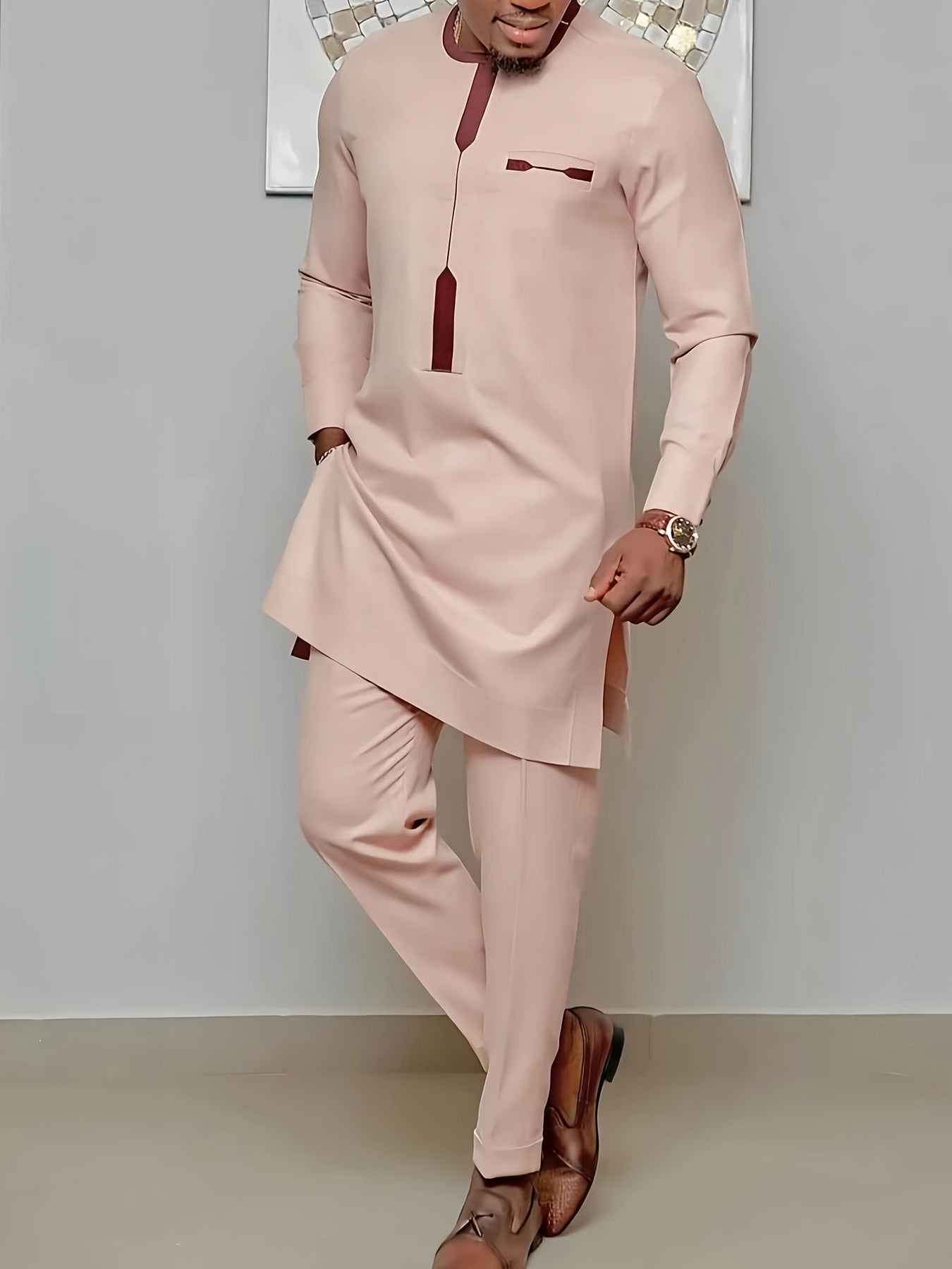 African Mens Senator Wear Kaftan | Vibrant Pink