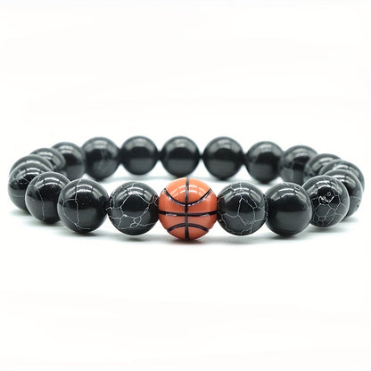 Handmade basketball beaded men's sports bracelet, basketball bracelet, men's sports bracelet, sports enthusiast gift, gift for men, gift for sports team