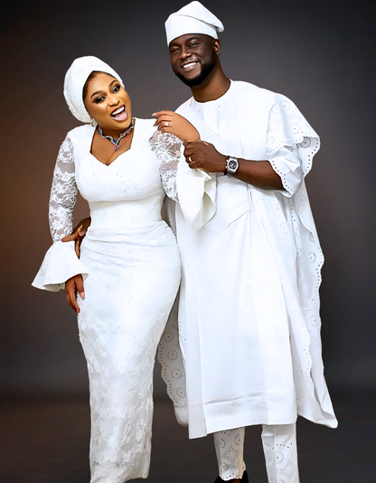 Luxury Couple Traditional Wedding Attire White – OTUNBA