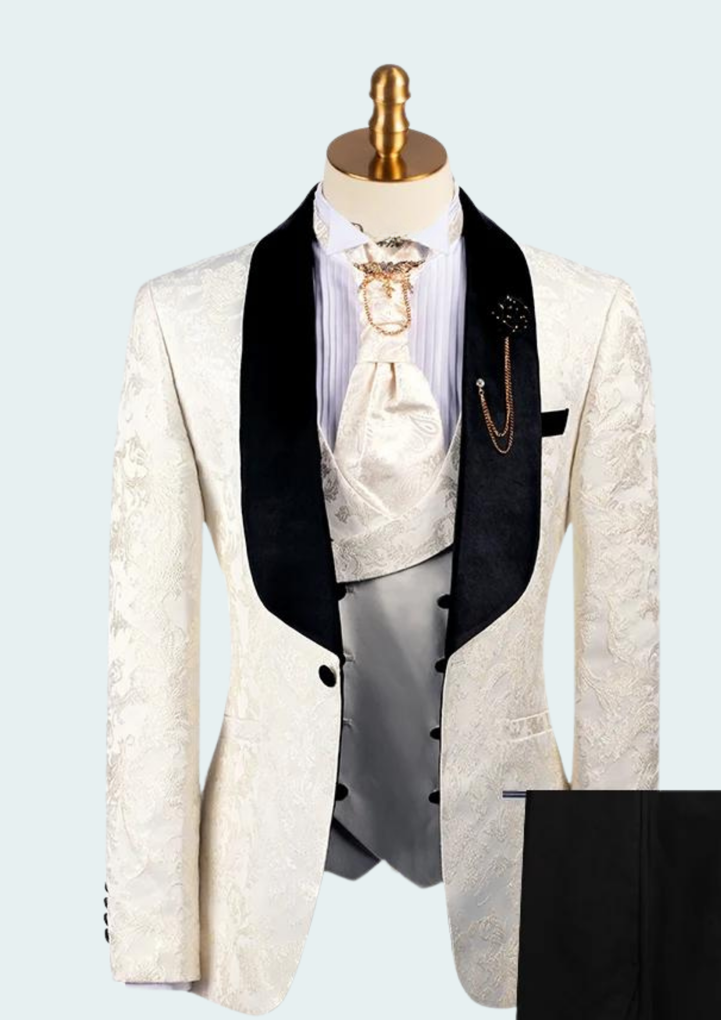 Luxury Floral Jacquard Wedding Suit