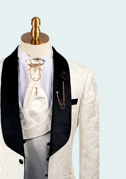 Luxury Floral Jacquard Wedding Suit