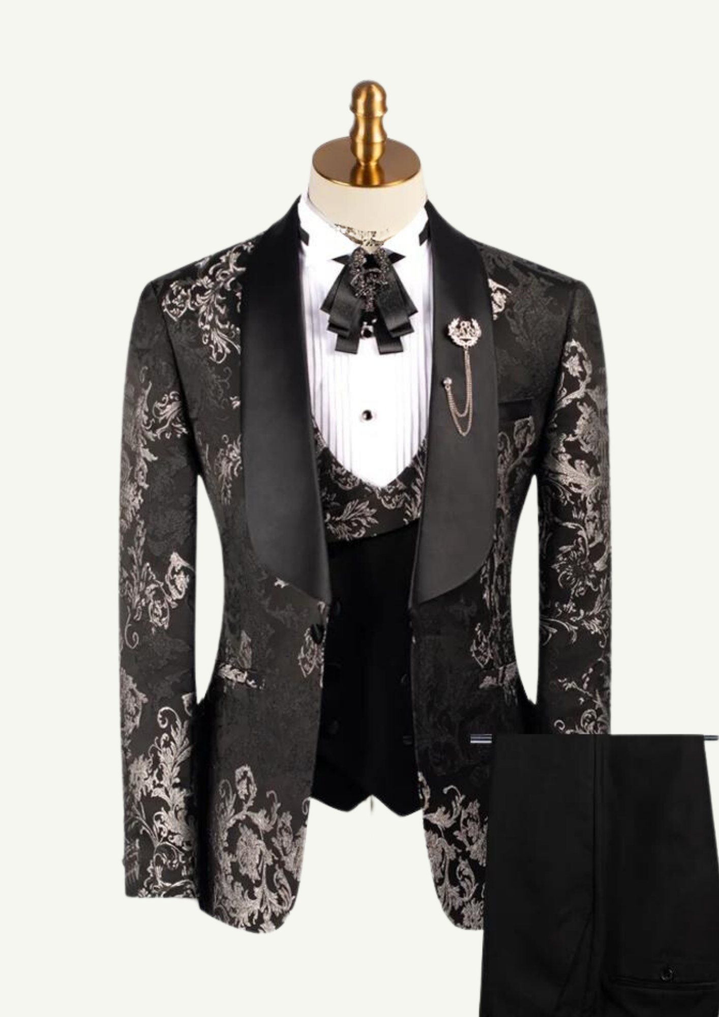 Luxury Floral Jacquard Wedding Suit