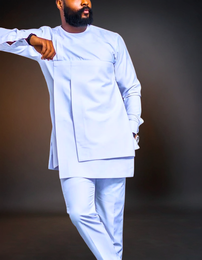 Luxury African Men Kaftan | Custom Sizing | Soft White