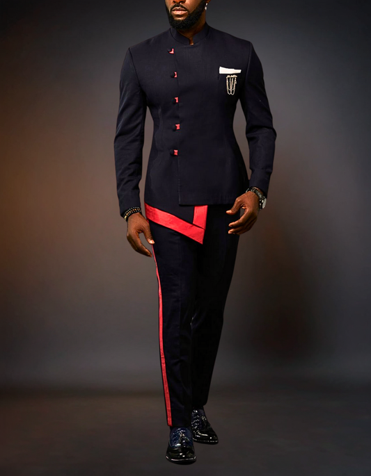 Luxury African Men Kaftan | Custom Sizing | Black