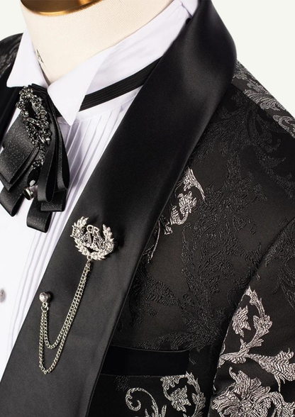 Luxury Floral Jacquard Wedding Suit