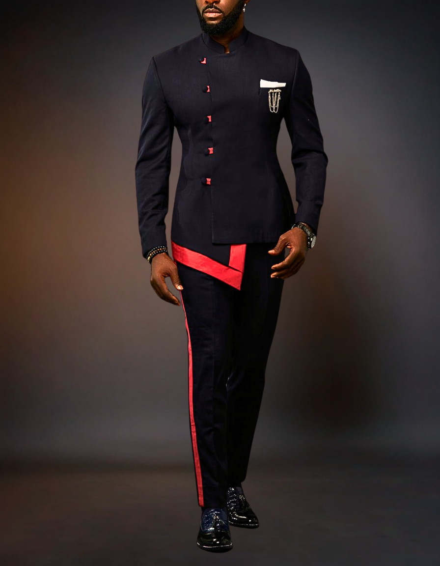 Luxury African Men Kaftan | Custom Sizing | Black