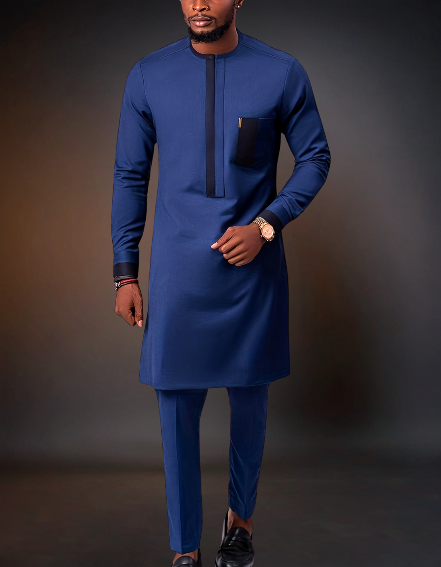 African Men's Kaftan | Custom Senator Wear | Blue
