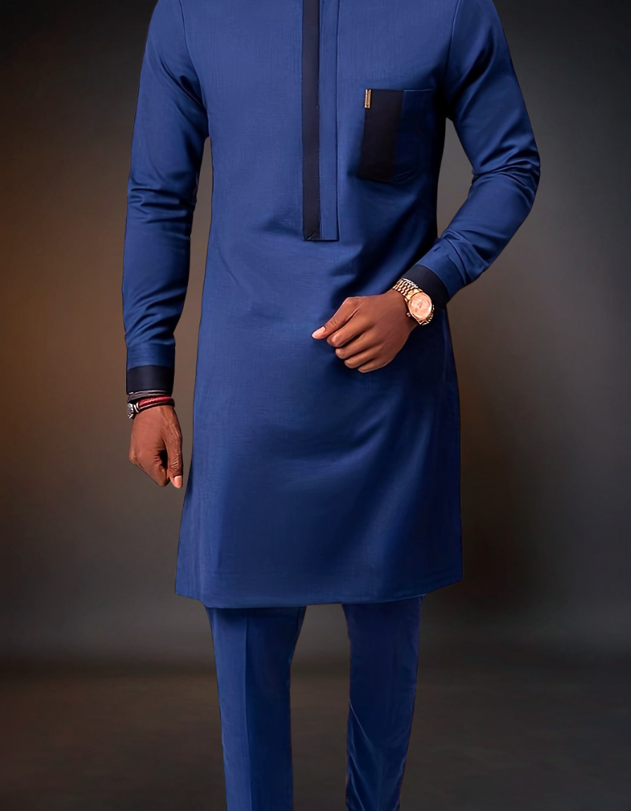 African Men's Kaftan | Custom Senator Wear | Blue