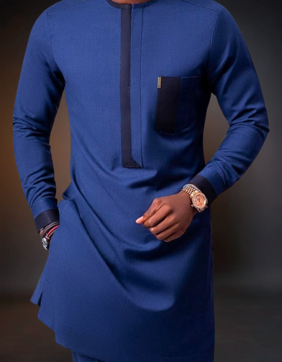 African Men's Kaftan | Custom Senator Wear | Blue