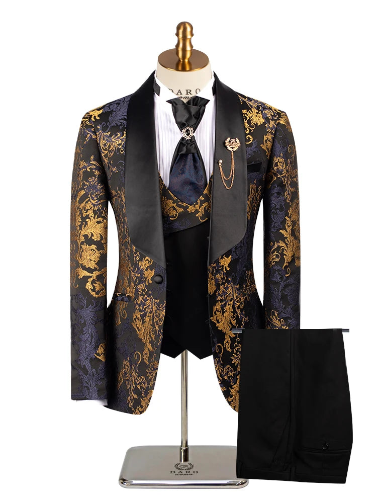 Luxury Floral Jacquard Wedding Suit