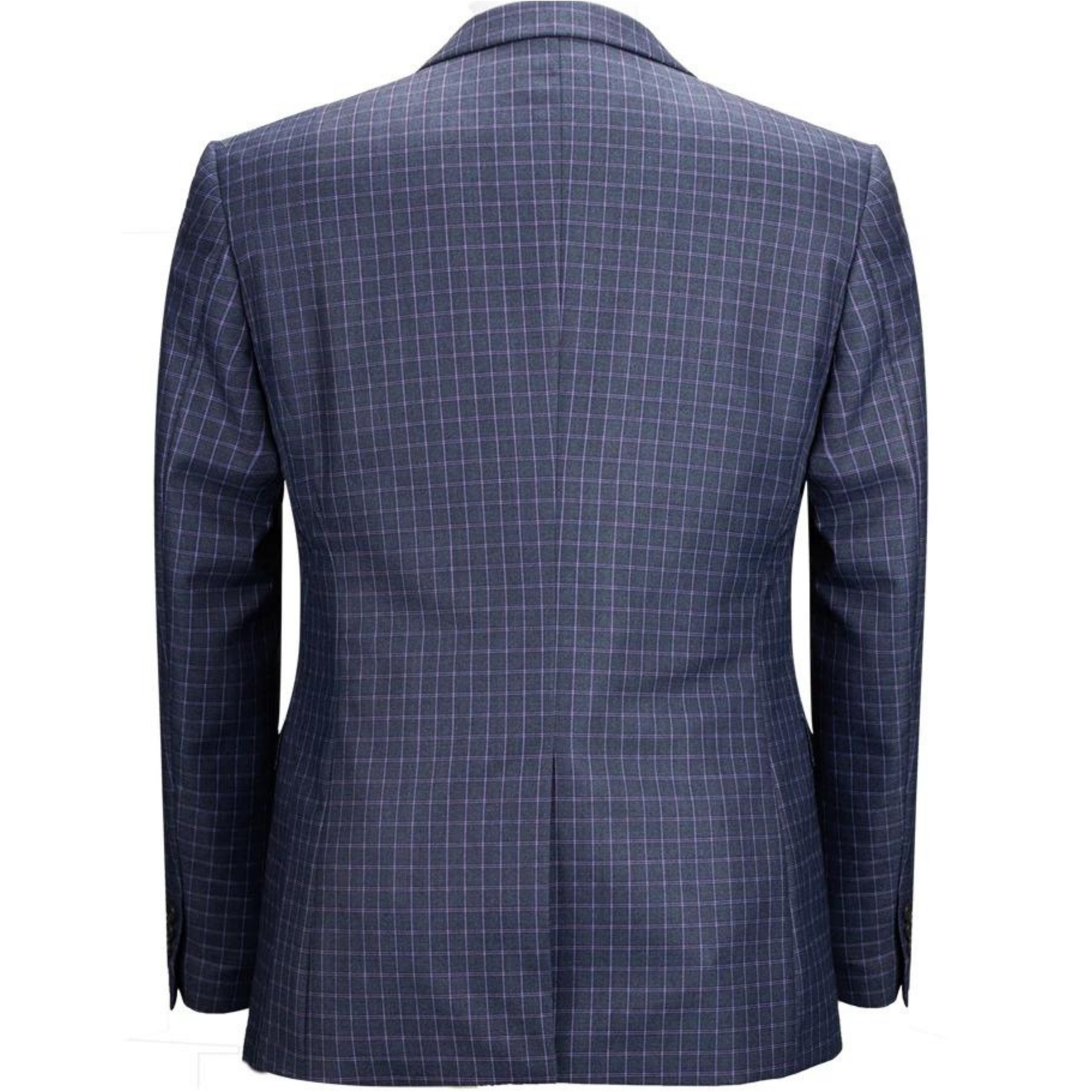 Luxury Grid Blazer Suit Dark Blue 1