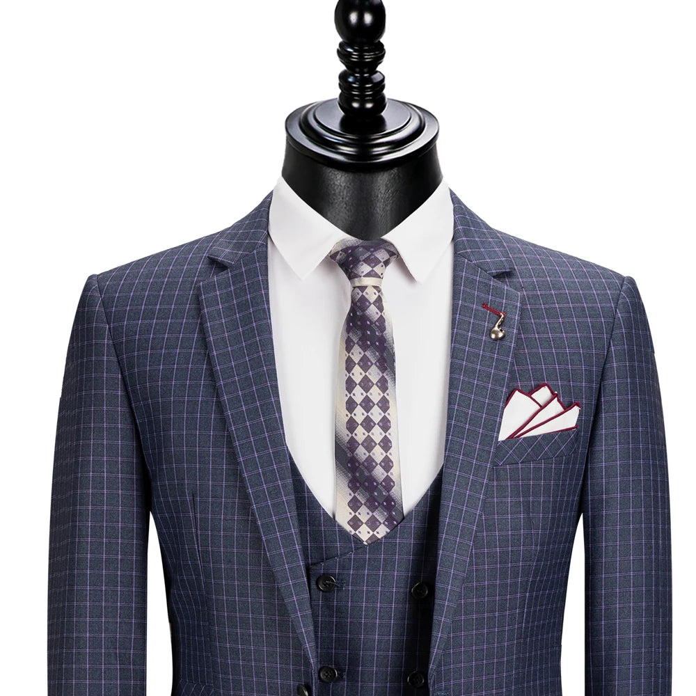 Luxury Grid Blazer Suit Light Blue 3