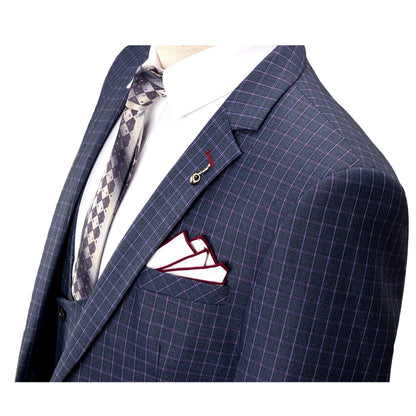 Luxury Grid Blazer Suit Light Blue 4