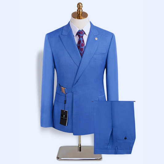 Luxury Notch Lapel Suit Sky Blue