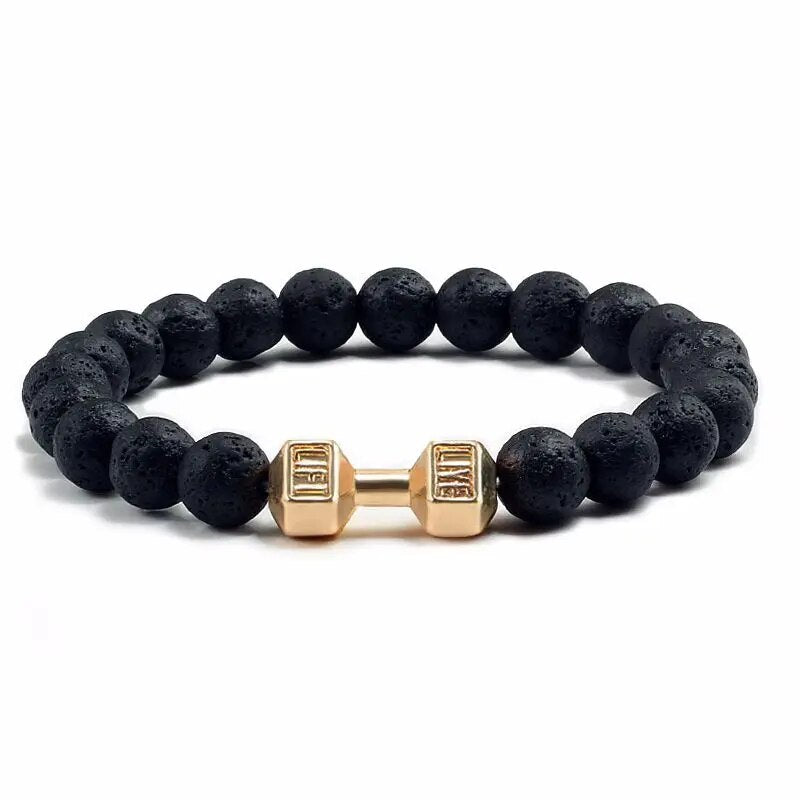 Matte Dumbbell Style Bracelet for Men | Black