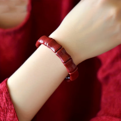 Cinnabar Bamboo Hand Sign Bracelet, Unique Jewelry Gift, Healing Energy, Trendy Fashion