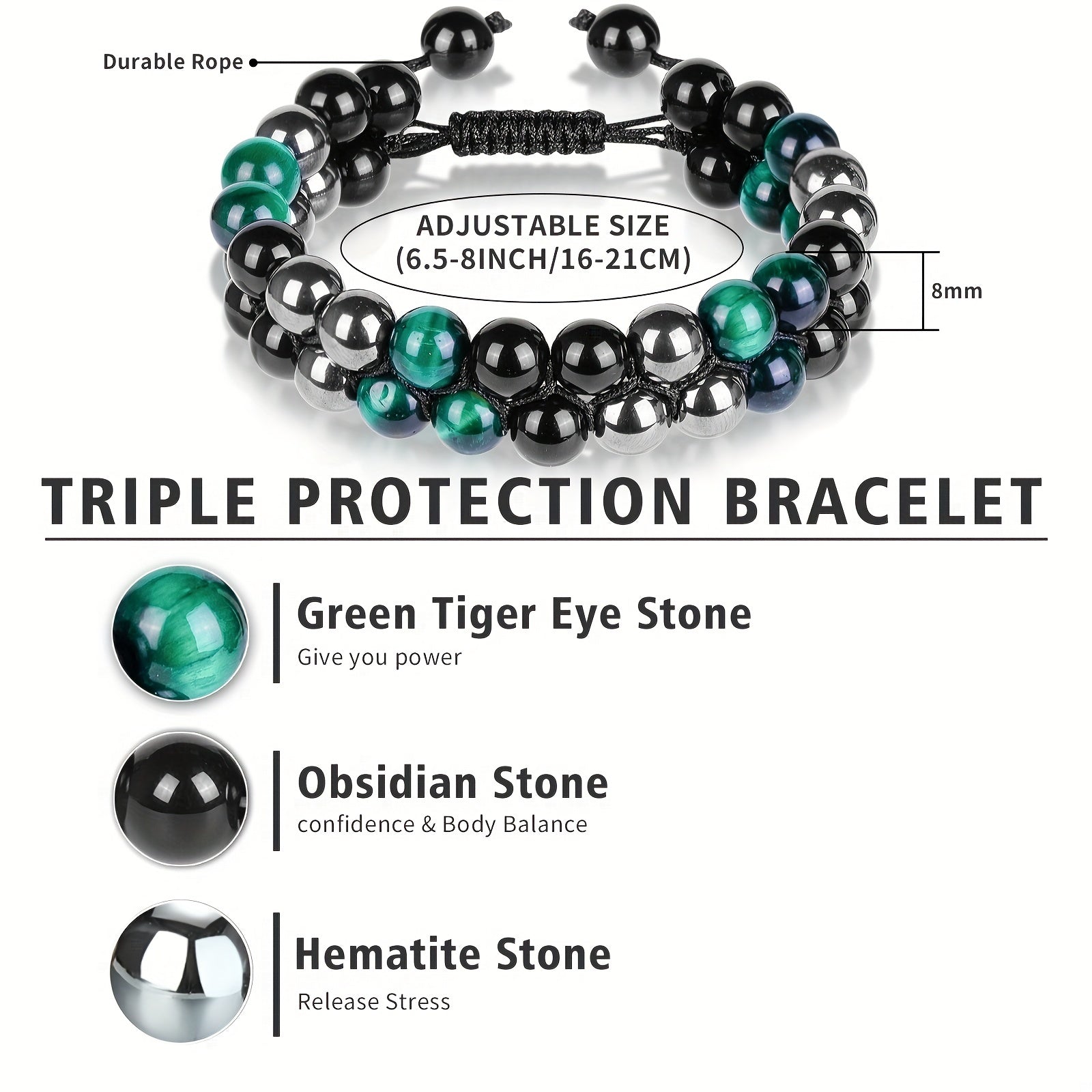 Tiger Eye Beaded Bracelet for Men | Turquoise