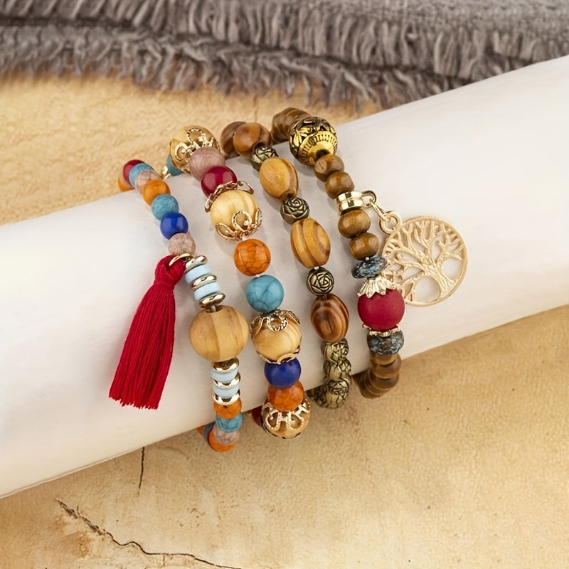 vibrant beaded stretchable wristwear