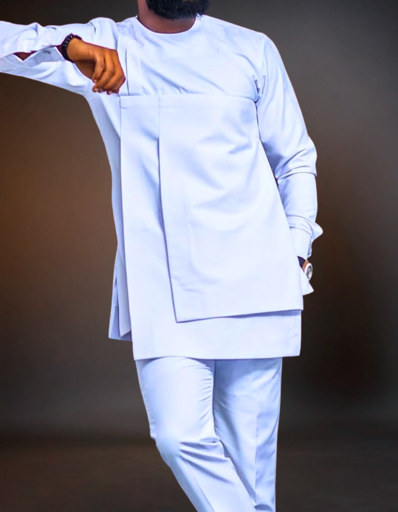 Luxury African Men Kaftan | Custom Sizing | Soft White