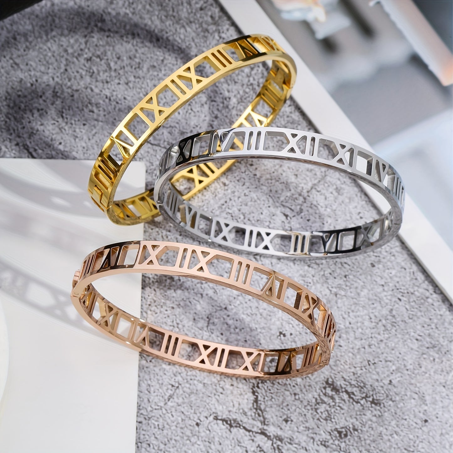 image1aClassic Hollow Roman Numeral Unisex Bracelet.