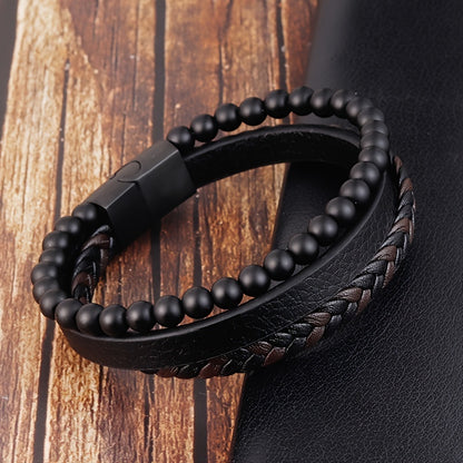 stylish PU leather bracelet for men